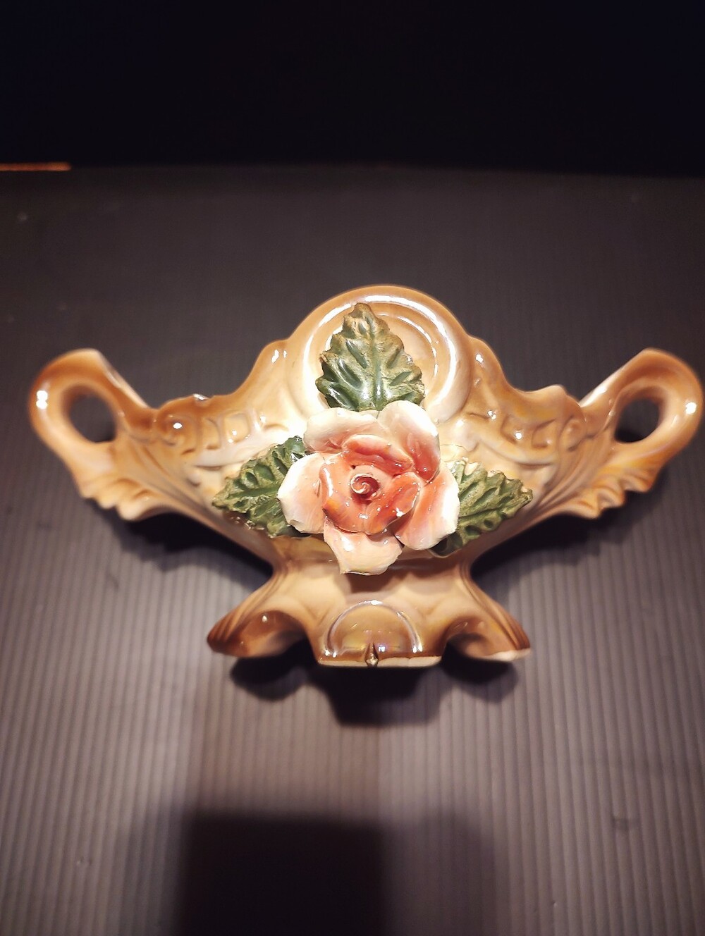 🌹🤎🌹Lovely Vintage Luster Pearlized Glazed Victorian Inspired Rose Accent Bowl